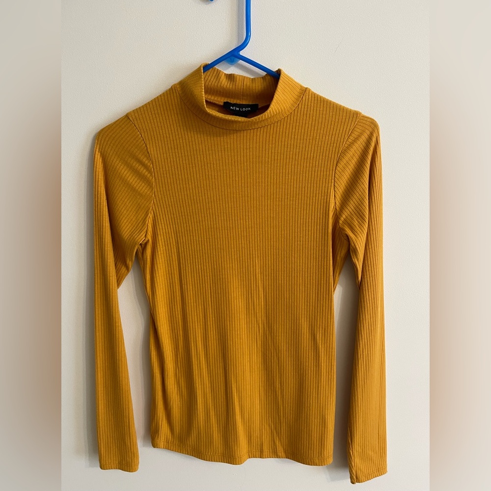 New Look Golden Ribbed Women's Long Sleeve Top Size 6